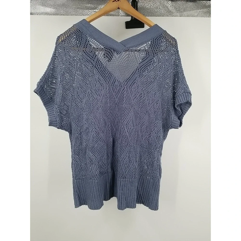 New Directions Womans Blue‎ XL Lace Cardigan Closed Pull Over - Picture 5 of 5